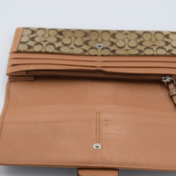 Coach Soho Buckle Signature "C" Canvas and Tan Leather Wallet - Picture 9 of 12